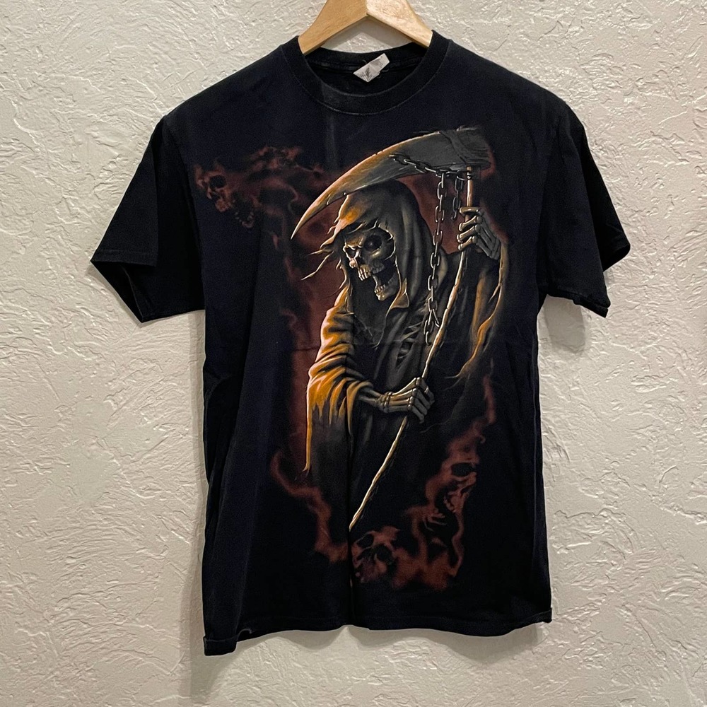 Grim Reaper Trippie Redd Playboi Carti Style Black Vintage Tee Size Medium